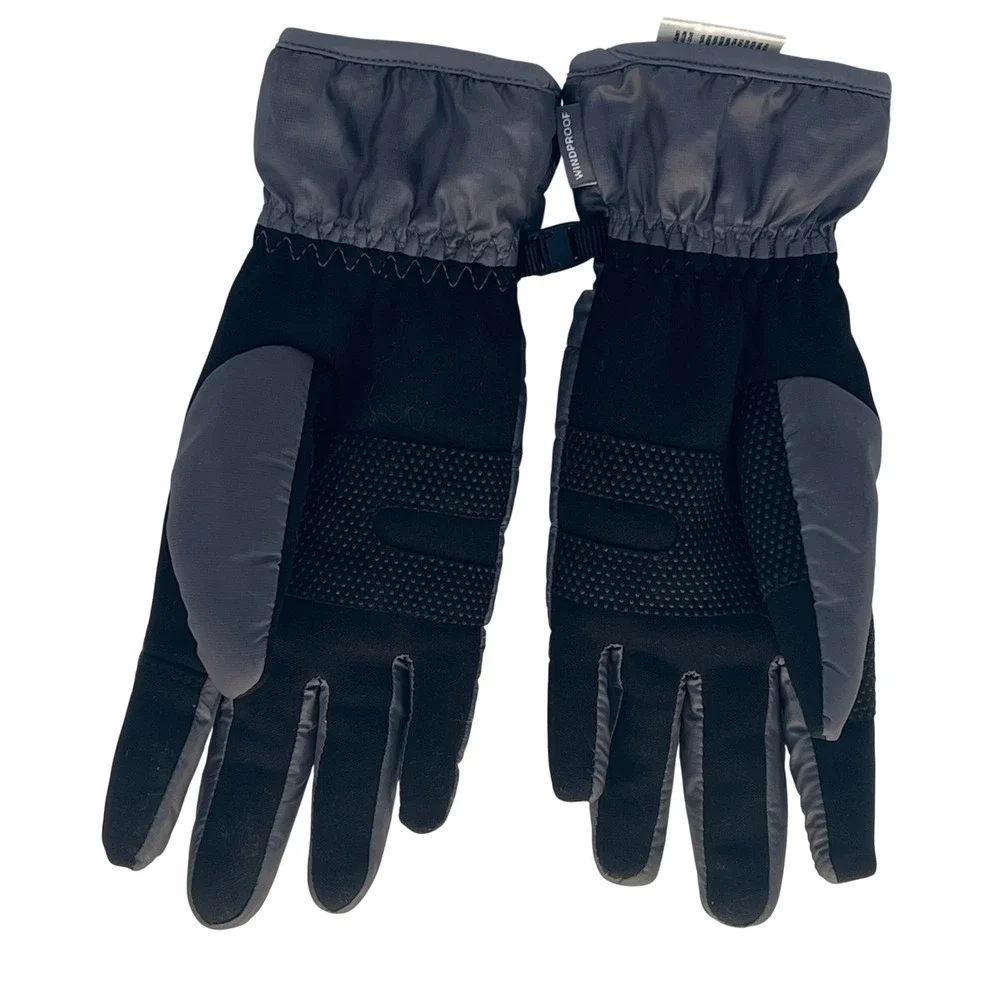 HEAD Padded Winter Ski Gloves Windproof Black Gray Fleece‎ Lined Snow Medium